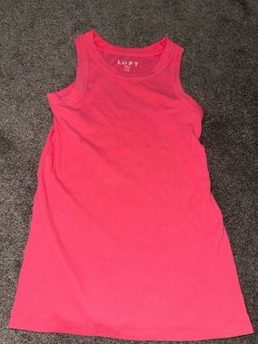 LOFT Ribbed Sleeveless Tank Dress - Coral Pink